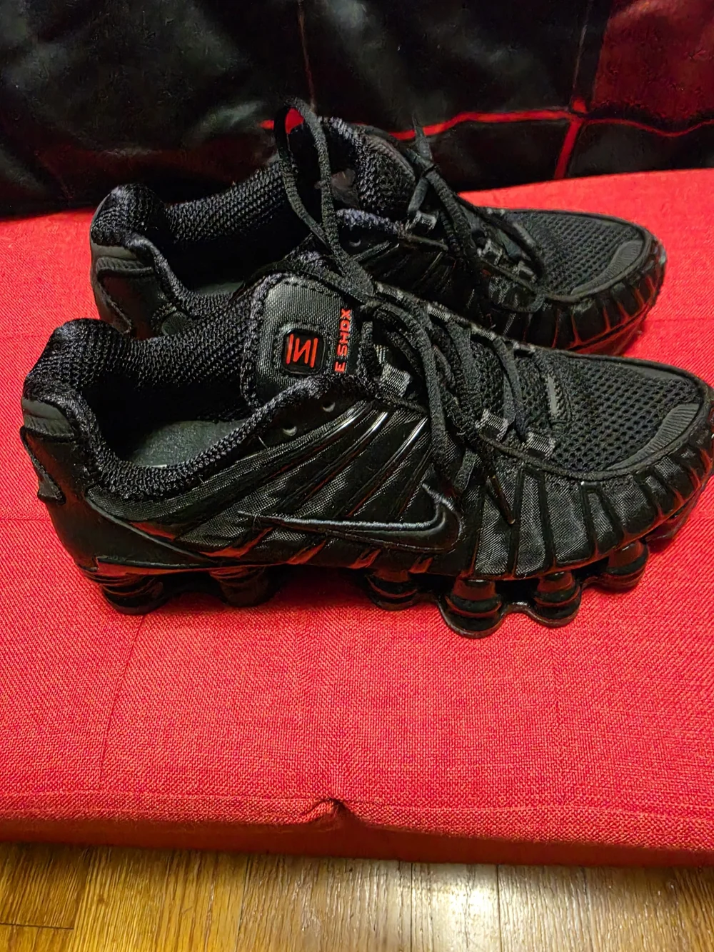 Womens Black Nike Shox Athletic Running Shoes